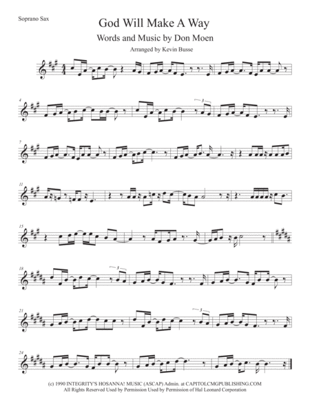 God Will Make A Way Original Key Soprano Sax Sheet Music