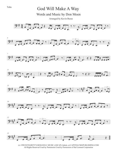 Free Sheet Music God Will Make A Way Original Key Tuba