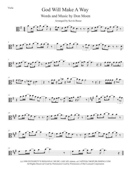 God Will Make A Way Original Key Viola Sheet Music