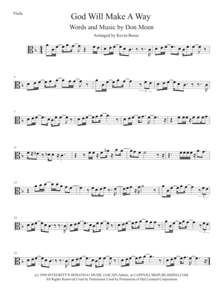 Free Sheet Music God Will Make A Way Viola