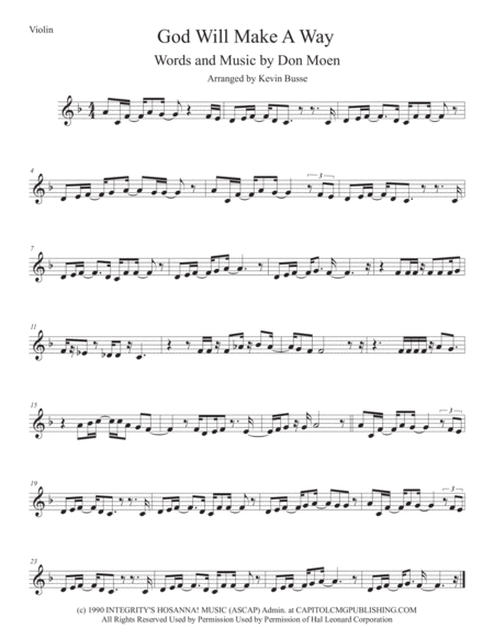 God Will Make A Way Violin Sheet Music