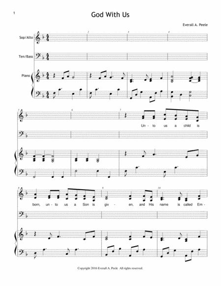 Free Sheet Music God With Us Choir Version Includes Unlimited License To Copy