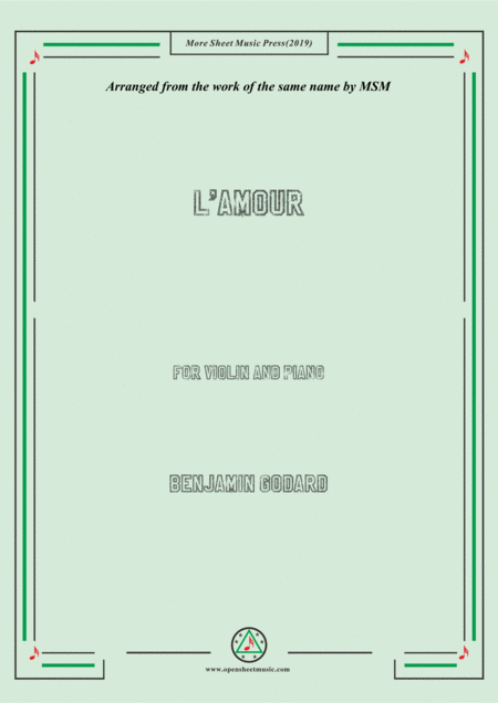 Free Sheet Music Godard L Amour For Violin And Piano