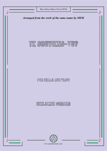 Free Sheet Music Godard Te Souviens Tu For Cello And Piano