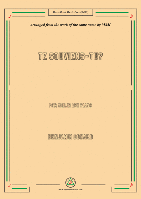 Godard Te Souviens Tu For Violin And Piano Sheet Music