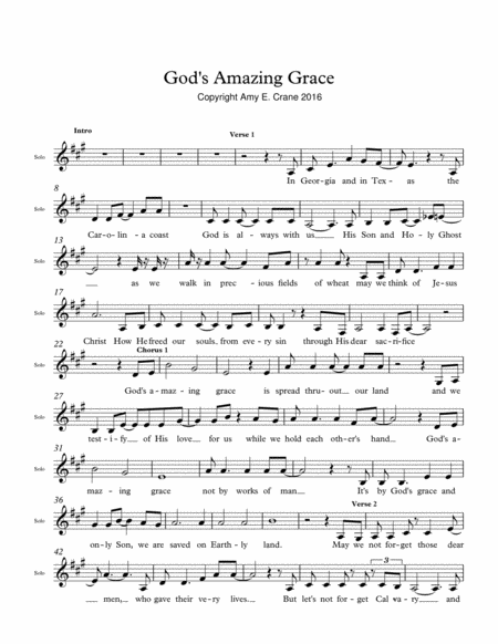 Gods Amazing Grace Sheet Music