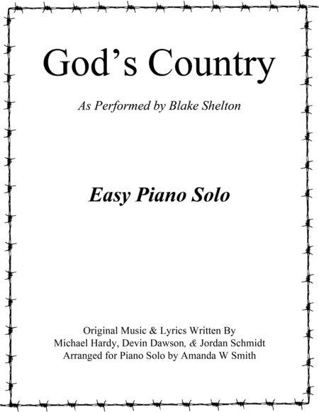 Free Sheet Music Gods Country Blake Shelton Easy Piano Solo