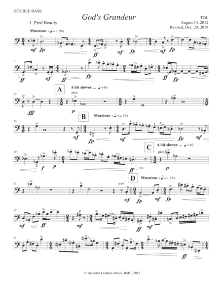 Free Sheet Music Gods Grandeur 2012 Rev 2019 Double Bass Part