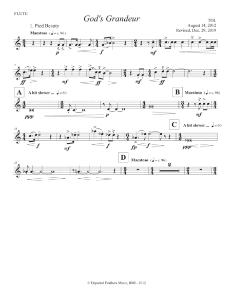 Free Sheet Music Gods Grandeur 2012 Rev 2019 Flute Part