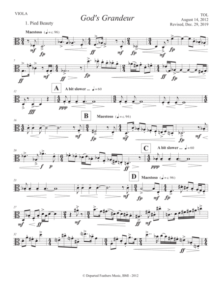 Gods Grandeur 2012 Rev 2019 Viola Part Sheet Music