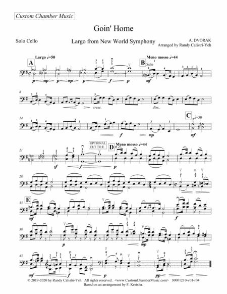Free Sheet Music Goin Home Largo From Dvorak Symphony 9 From The New World For Solo Cello Viola