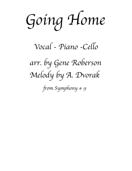 Free Sheet Music Going Home Cello Solo Dvorak