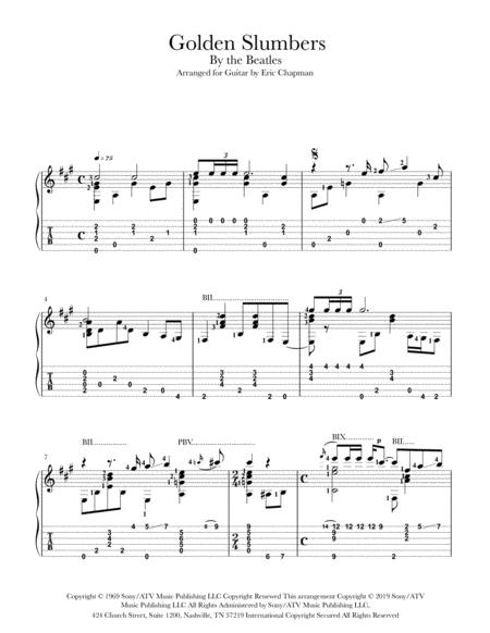 Free Sheet Music Golden Slumbers Guitar Solo