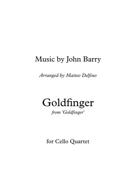 Goldfinger Cello Quartet Sheet Music