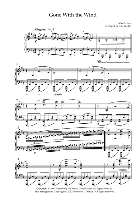 Free Sheet Music Gone With The Wind