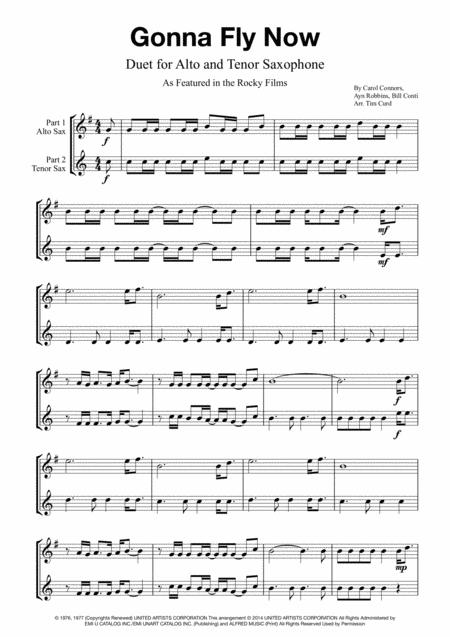 Gonna Fly Now Duet For Alto And Tenor Saxophone Sheet Music