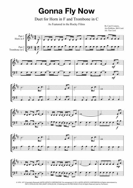 Gonna Fly Now Duet For Horn In F And Trombone In C Sheet Music