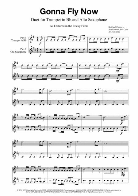 Gonna Fly Now Duet For Trumpet In Bb And Alto Saxophone Sheet Music