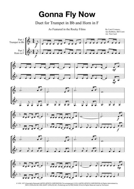 Free Sheet Music Gonna Fly Now Duet For Trumpet In Bb And Horn In F