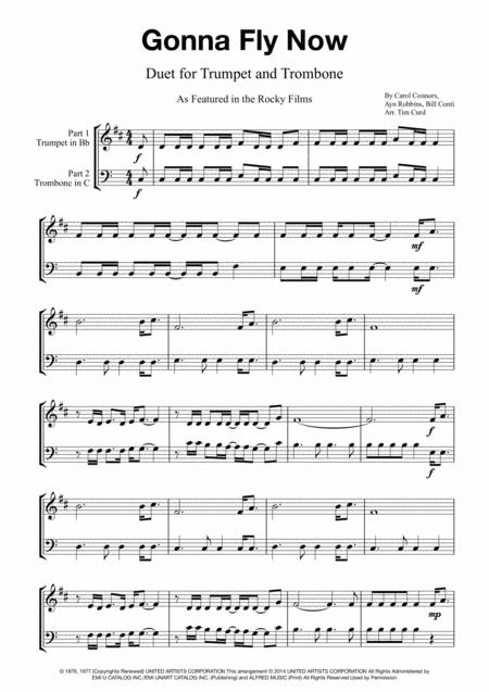 Gonna Fly Now Duet For Trumpet In Bb And Trombone In C Sheet Music