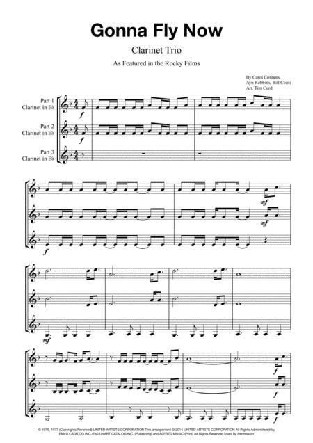 Gonna Fly Now For Clarinet Trio Sheet Music