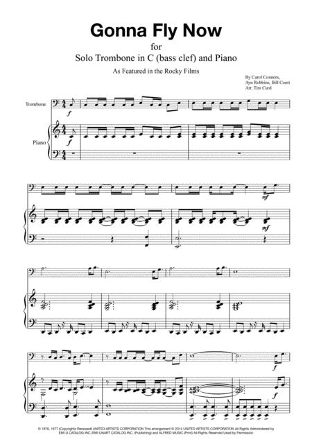 Gonna Fly Now For Easy Piano Solo Trombone Euphonium In C Bass Clef And Piano Sheet Music