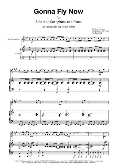 Free Sheet Music Gonna Fly Now For Solo Alto Saxophone And Piano