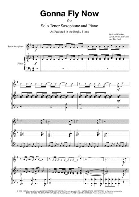 Gonna Fly Now For Solo Tenor Saxophone And Piano Sheet Music