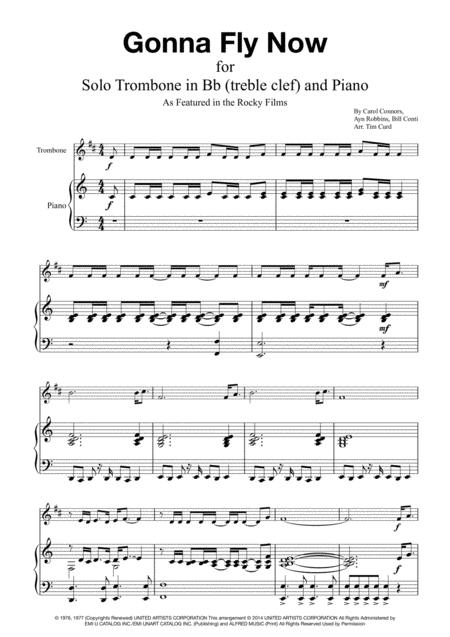 Gonna Fly Now For Solo Trombone Euphonium In Bb Treble Clef And Piano Sheet Music