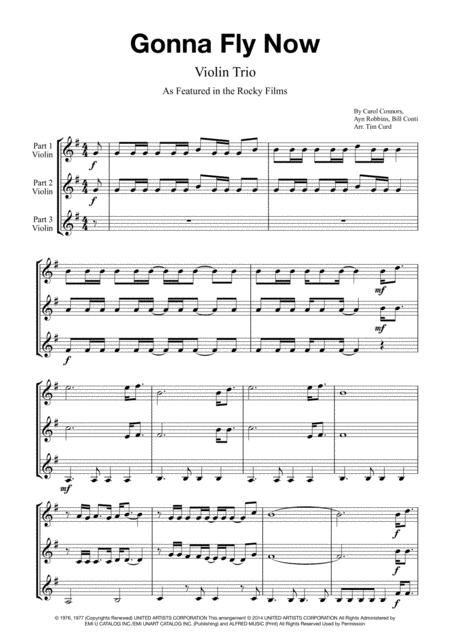 Gonna Fly Now For Violin Trio Sheet Music