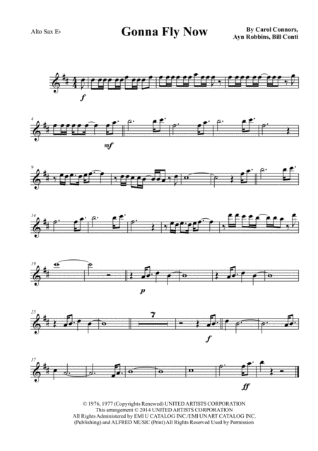 Free Sheet Music Gonna Fly Now Rocky Easy Version For Alto Sax Or Soprano Sax