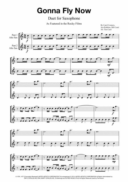 Free Sheet Music Gonna Fly Now Saxophone Duet