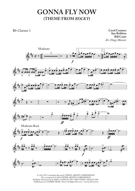 Free Sheet Music Gonna Fly Now Theme From Rocky For Clarinet Quartet