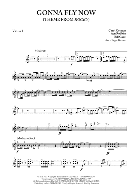 Gonna Fly Now Theme From Rocky For String Quartet Sheet Music