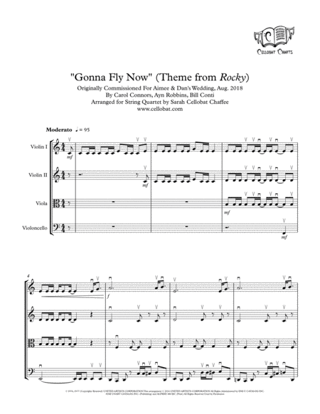 Gonna Fly Now Theme From Rocky String Quartet Bill Conti Arr Cellobat Sheet Music