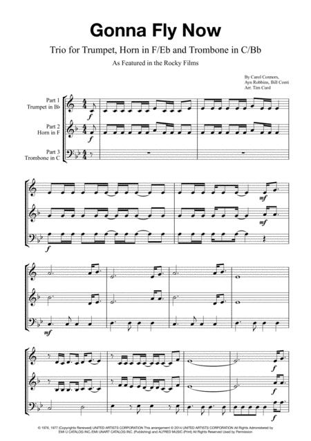 Gonna Fly Now Trio For Trumpet Horn In F Eb And Trombone In C Bb Sheet Music