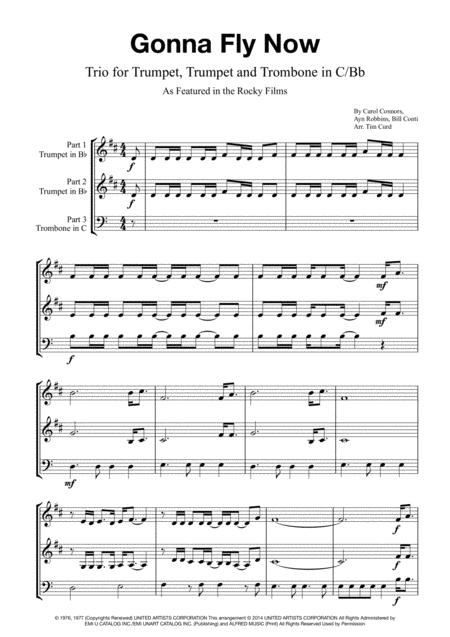 Gonna Fly Now Trio For Trumpet Trumpet And Trombone Sheet Music