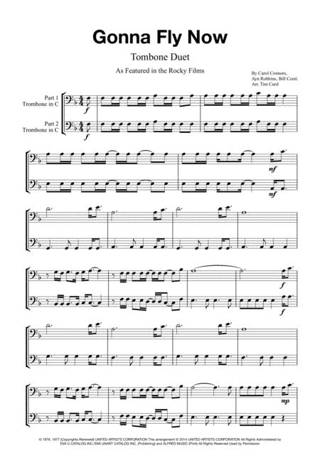 Free Sheet Music Gonna Fly Now Trombone Duet