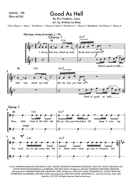 Good As Hell Lead Sheet Bb Instruments Sheet Music