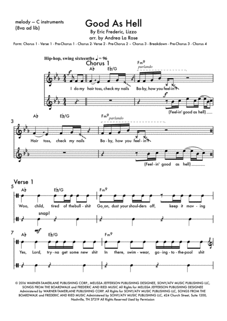 Good As Hell Lead Sheet C Instruments Sheet Music