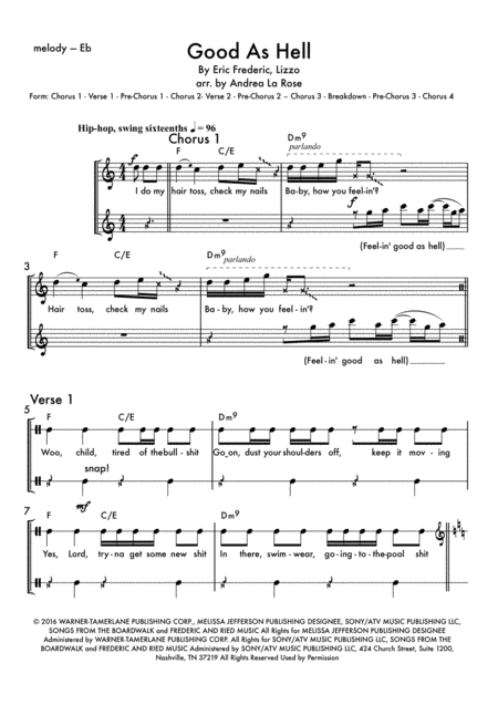 Good As Hell Lead Sheet Eb Instruments Sheet Music