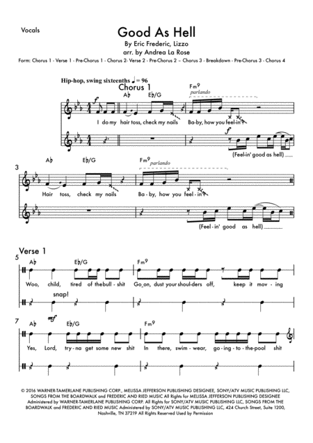 Good As Hell Lead Sheet Sheet Music