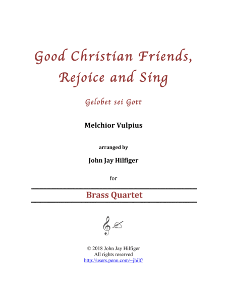 Good Christian Friends Rejoice And Sing Brass Quartet Sheet Music