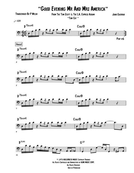 Good Evening Mr And Mrs America Bass Guitar Sheet Music