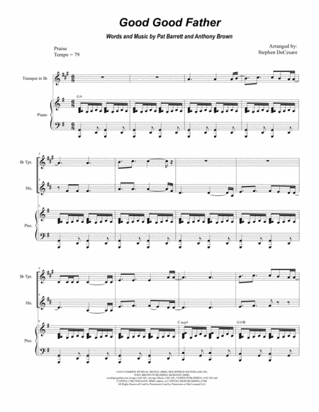 Free Sheet Music Good Good Father Duet For Bb Trumpet And French Horn