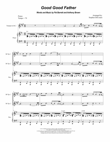 Good Good Father Duet For Bb Trumpet Sheet Music