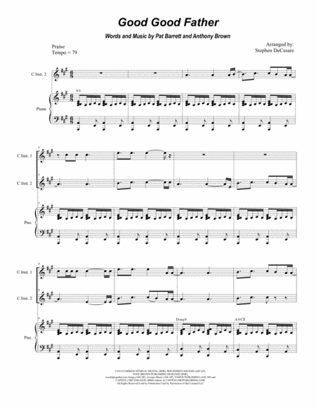 Good Good Father Duet For C Instruments Sheet Music