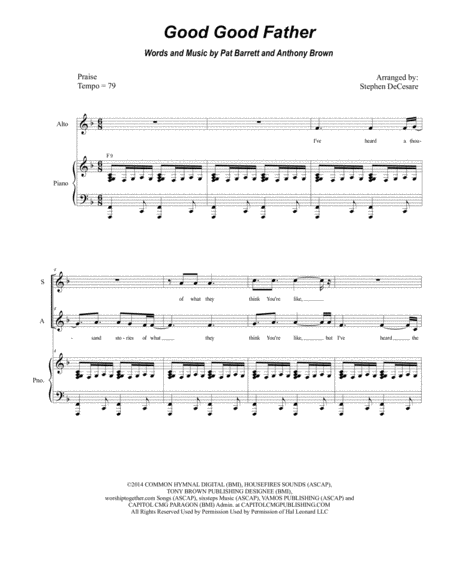 Good Good Father Duet For Soprano And Alto Solo Sheet Music