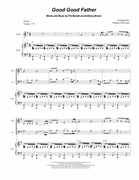 Good Good Father Duet For Violin And Cello Sheet Music