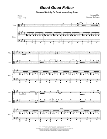 Free Sheet Music Good Good Father Duet For Violin And Viola